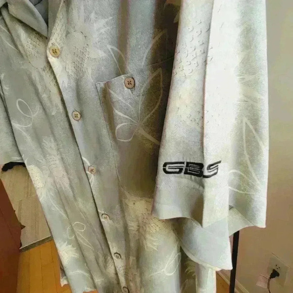 Monterey Club Hawaiian Silk Shirt Men Size M Button Up Short Sleeve Light Green - Picture 5 of 10